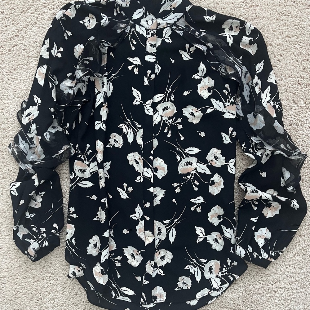 Lauren Floral Black and White Blouse